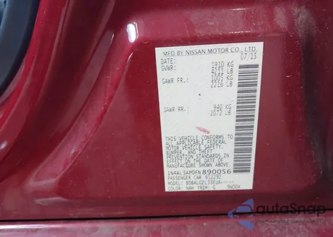 2015 Nissan Altima 2.5/2.5 S/2.5 Sl/2.5 Sv from USA, damaged, VIN 1N4AL3AP0FN890056